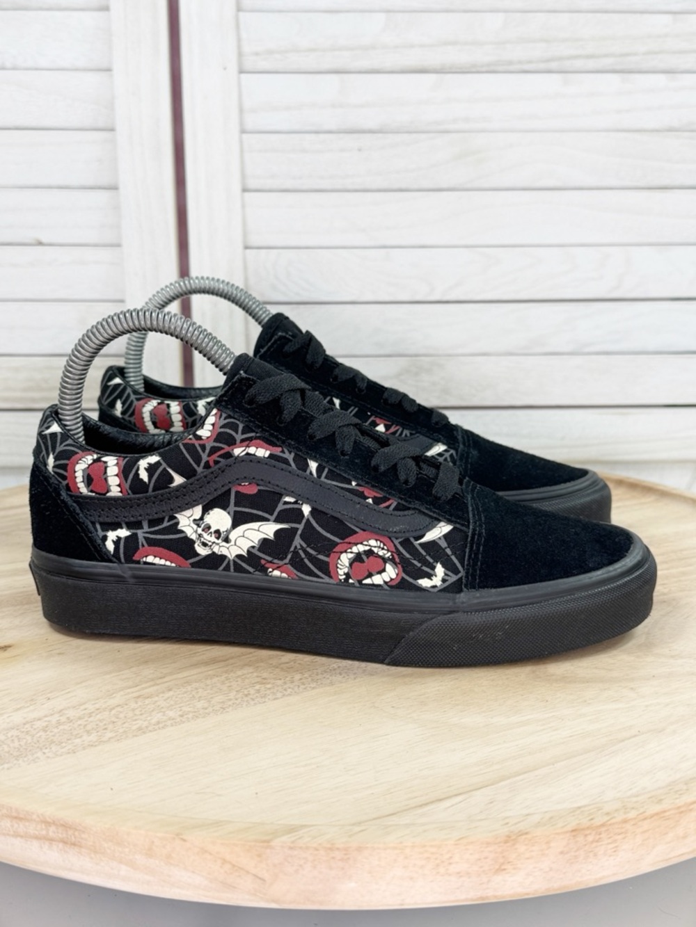 Vans Old Skool Glow Frights Vampire Canvas Suede Sneakers Black Red 6.5 W 5 M